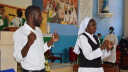 Precious Blood Sr. Juliana Muya translates the Mass into sign language
