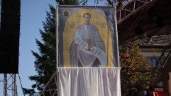 Obraz otca Petra Orosa pri slávnosti blahorečenia na Ukrajine (27. sept. 2025)