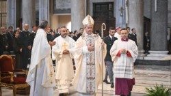O cardeal Roland Makricas na missa celebrada na Basílica de Santa Maria Maior pela festa de São Miguel Arcanjo