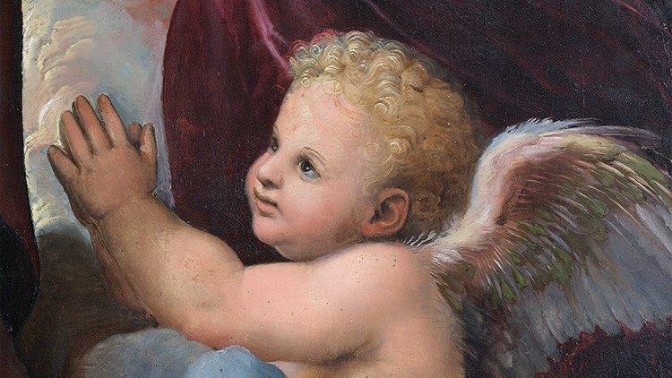 Giulio Pippi, detto Giulio Romano, (Roma 1499 ca. - Mantova 1546) Giovan Francesco Penni, detto il Fattore, (Firenze 1488 ca. - Napoli 1528) Incoronazione della Vergine, (detta Madonna di Monteluce), 1505 - 1525 Olio su tavola, cm 354 x 232  (particolare) © Musei Vaticani 