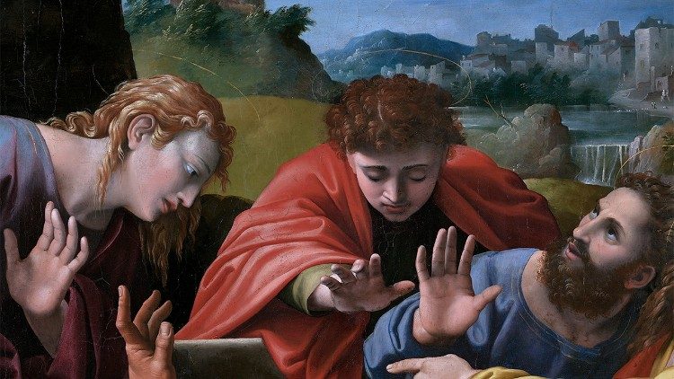 Giulio Pippi, detto Giulio Romano, (Roma 1499 ca. - Mantova 1546) Giovan Francesco Penni, detto il Fattore, (Firenze 1488 ca. - Napoli 1528) Incoronazione della Vergine, (detta Madonna di Monteluce), 1505 - 1525 Olio su tavola, cm 354 x 232  (particolare) © Musei Vaticani 