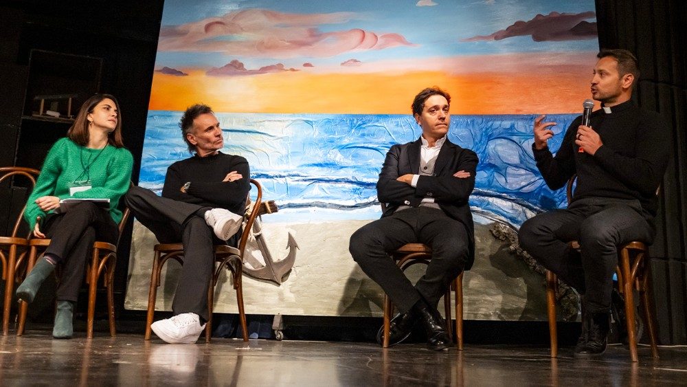 Claudia Potenza, Nek , lo chef Alessandro Circiello e don Davide Banzato (Foto di Emiliano Pinnizzotto)