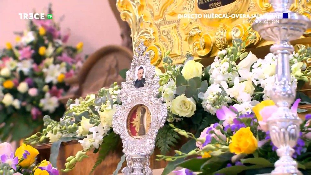 A reliquary of the newly beatified priest