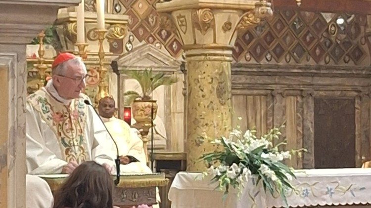 El cardenal Parolin durante la homil&iacute;a