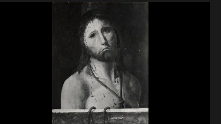 Antonello da Messina, Ecce Homo, dopo il 1470., olio, 45x36. cm, gi&agrave; nel Museo Broletto di Novara. Viene portato via nell’estate del 1974 