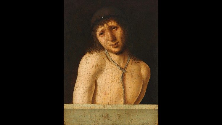 Antonello da Messina, Ecce Homo, 1460–1465 ca, olio su tavola, 20x15 cm, prima da una collezione privata di New York, ora acquisito dallo Stato italiano