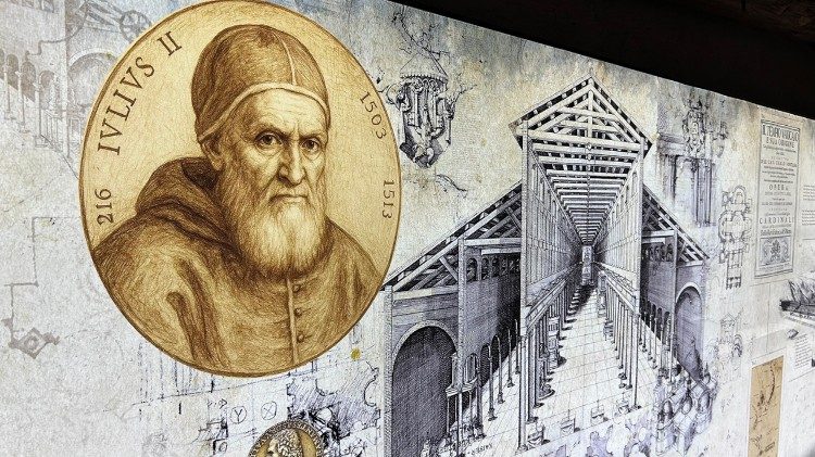 Uma imagem de J&uacute;lio II, o papa que encomendou a constru&ccedil;&atilde;o da Bas&iacute;lica ao arquiteto Donato Bramante..