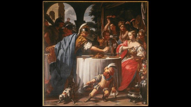 Francesco Trevisani, Banchetto di Marcantonio e Cleopatra, tra il 1656 e il 1746, olio su tela 254 x 255 cm., Galleria Spada, Roma.