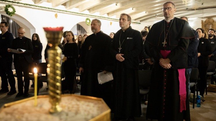 The Apostolic Nuncio to Ukraine, Visvaldas Kulbokas (right)