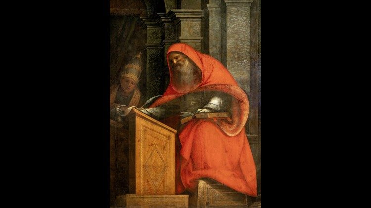 Portella interna con San Girolamo e San Gregorio Magno