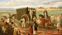 Víctor Patricio de Landaluze, “Cortando caña de azúcar”, Óleo sobre lienzo, 1874