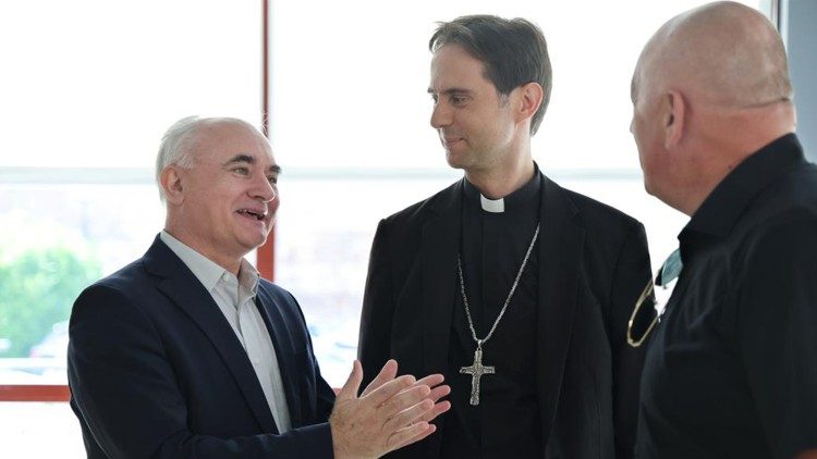 Rektor Sveučilišta u Zagrebu Stjepan Lakušić, biskup Marko Kovač i mons. Zlatko Koren (Foto: Leon Grinder)