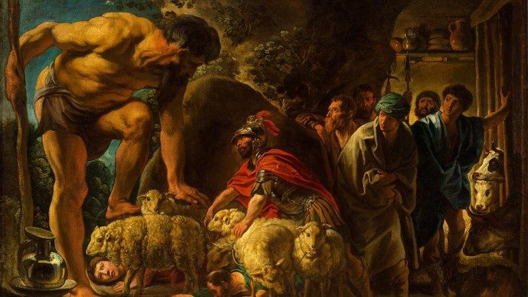 Ulises en la cueva de Polifemo (de Jakob Jordaens, Museo Pushkin)