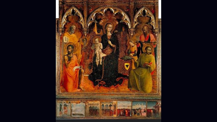 Sassetta (Stefano di Giovanni), Pala della Madonna della Neve, 1430-1432 ca., tempera su tavola, 240 x 256 cm, Firenze, Galleria degli Uffizi.