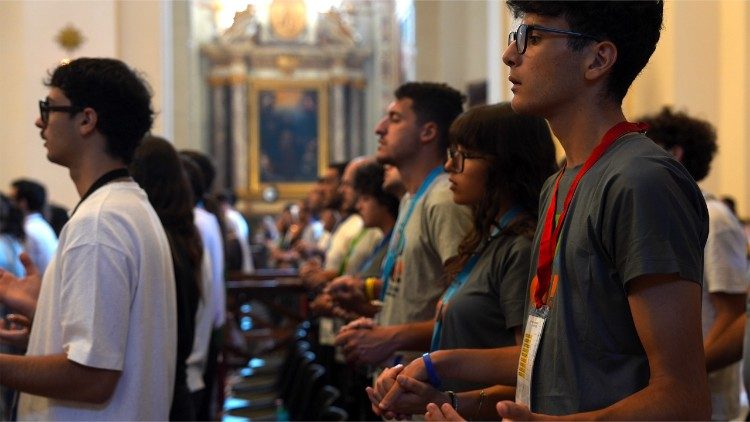 Young People Participating in the Mass Celebrated by the Pope in Assisi