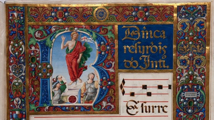 Resurrecci&oacute;n, Gradual, Biblioteca Apost&oacute;lica Vaticana, Santa Mar&iacute;a Mayor 14, Roma, ca. 1517-1520 (732 x 534 mm; ff. 100) - &copy; Biblioteca Apost&oacute;lica Vaticana
