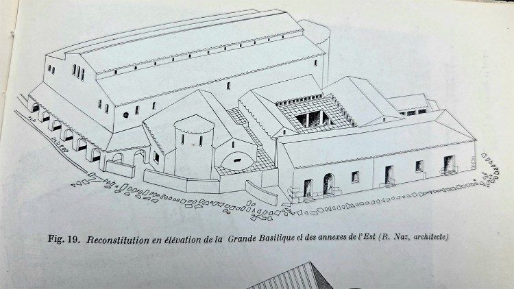 Tak prawdopobnie mogła wyglądać starożytna bazylika wraz z przylegającymi budynkami