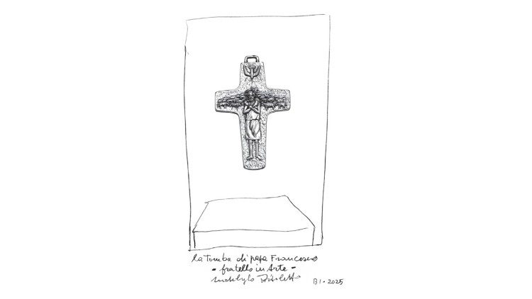 il disegno di Michelangelo Pistoletto della tomba di Papa Francesco 