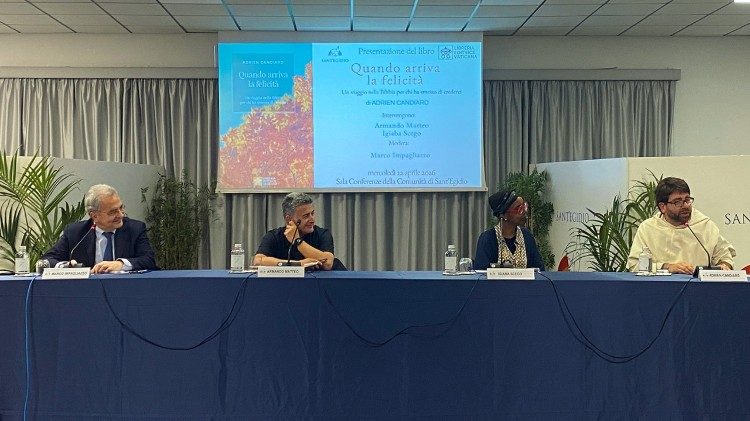 Un momento della presentazione presso la sala conferenze della Comunit&agrave; di Sant'Egidio