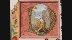 König David: Initiale D in einem mittelalterlichen Psalter