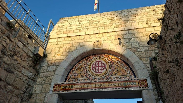Entrance to the Franciscan monastery of Saint Saviour in the Old City of Jerusalem