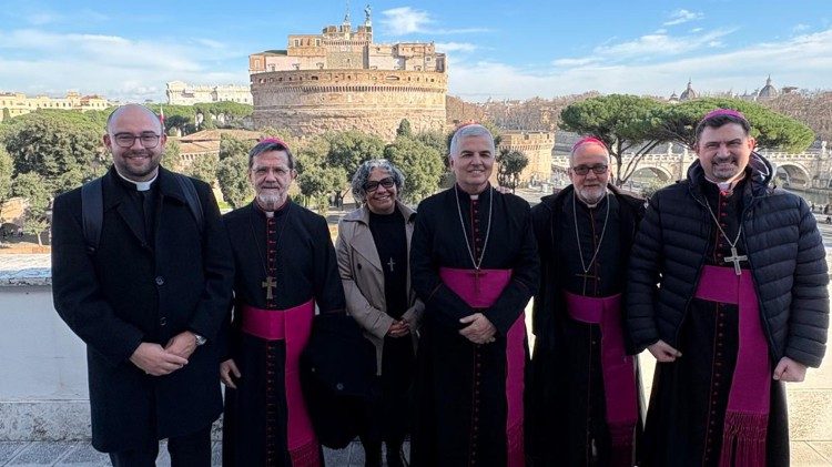 Dom Emeraldo e os demais membros da Comissão Episcopal para Ação Missionária e Cooperação Intereclesial