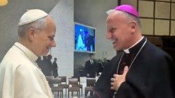 Biskup Marek Solarczyk, odrynariusz Diecezji Radomskiej podczas spotkania z Papieżem Leonem XIV