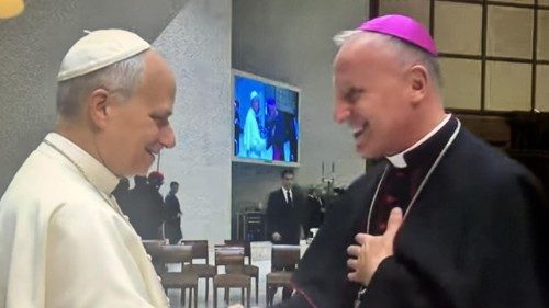 Biskup radomski Marek Solarczyk na spotkaniu z Papieżem