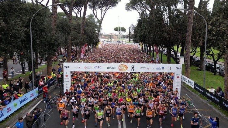 Partenza di una maratona a Roma