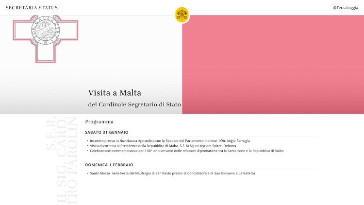 Il programma della visita a Malta del Cardinale Parolin, pubblicato da @TerzaLoggia