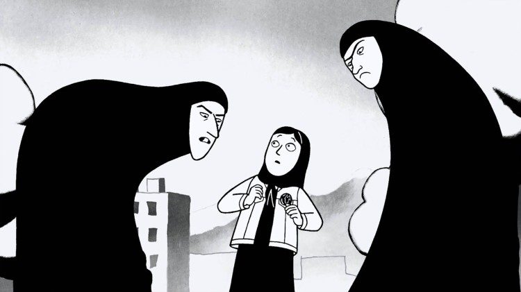 Scena tratta dal film Persepolis (2007) di Marjane Satrapi. Riprodotta ai sensi dell'art. 70 L. 633/1941
