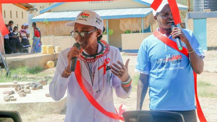 Sr. Mbuli delivers a health talk during World AIDS Day event