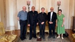 Fr. Friedrich Bechina, OSR, Fr. Okusitino Ulupano, Archbishop Ryan Jimenez, and Adjunct Professor Susan Pascoe meet with Cardinal Luis Antonio Tagle, Pro-Prefect of the Dicastery for Evangelization in Rome. 