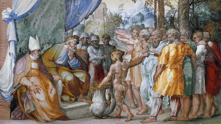Storie di Davide, affresco e stucco, undicesima volta delle Logge.
