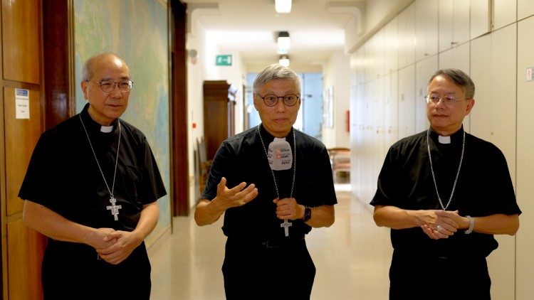 The bishops from Macau and Hong Kong during the interview at Vatican News