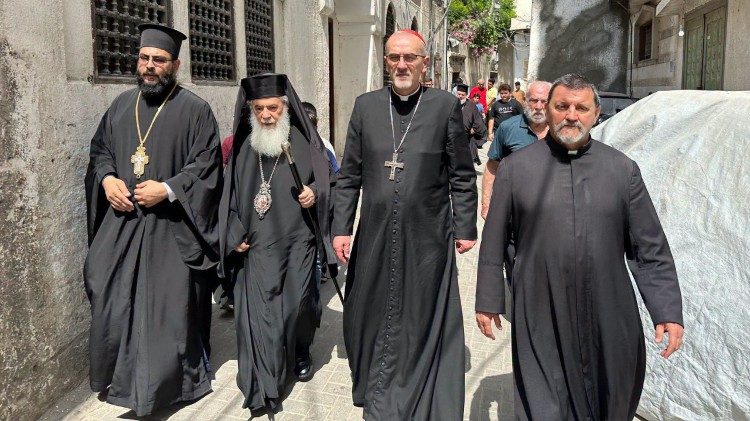 Um momento da visita a Gaza