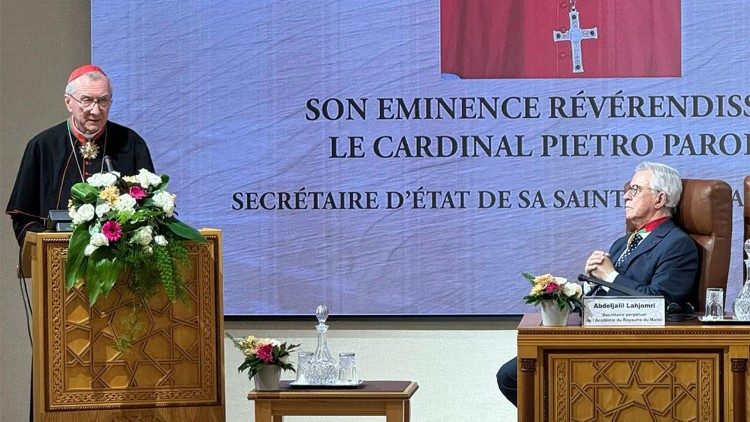 El cardenal Parolin en su discurso de investidura como nuevo miembro honorario de la Academia del Reino de Marruecos en Rabat.