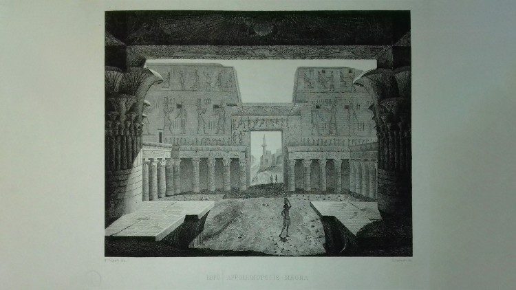 Tavola del Tempio di Edfu dal Progetto della pubblicazione della Spedizione Romana in Egitto di papa Gregorio XVI 