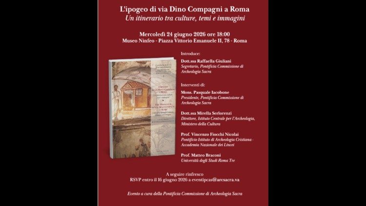 Locandina della presentazione al Museo Ninfeo di Roma.