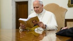 Pope Leo receives the first copy of the Italian edition of the book "Free under Grace"