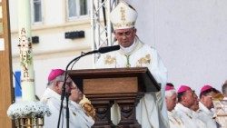 Požeški biskup Ivo Martinović propovijeda na misi SHKM (Foto: Požeška biskupija)
