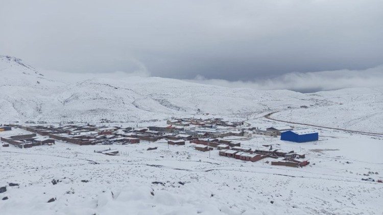 Neve nella comunit&agrave; di Nuevo Pirquitas durante l'estate. Foto: Celia Yolanda Solano