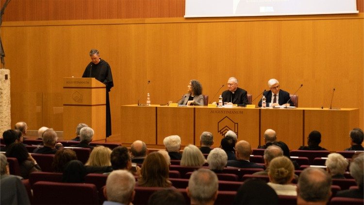 Father Joseph Farrell, Prior General of the Augustinian Order worldwide, delivers intervention at presentation of the volume “Free under Grace" in Rome.