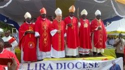Bishops of Gulu Ecclesiastical Province in Uganda at the end of the Prayer and Peace Week
