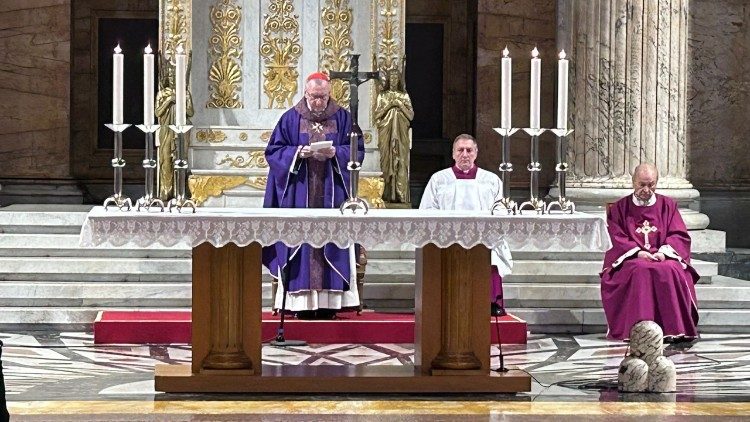 Un momento dell'omelia del segretario di Stato Vaticano, cardinale Pietro Parolin.