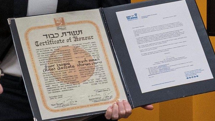 Il riconoscimento dello Yad Vashem di suor Luigia come Giusta tra le Nazioni