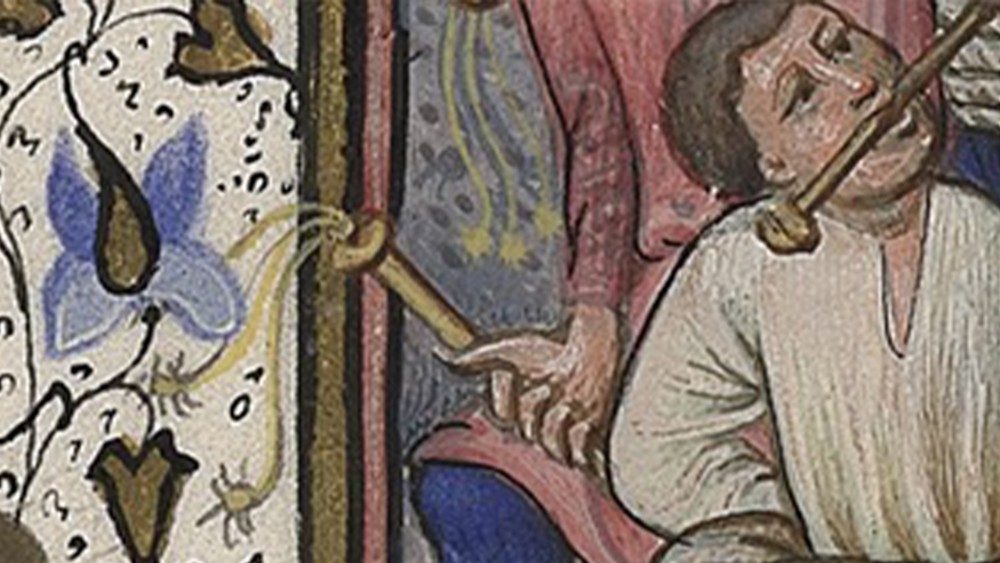 La flagelación, Libro de Horas, Biblioteca Apostólica Vaticana, oct. 2919, Flandes, siglo XV (187 x 134 mm) - detalle 