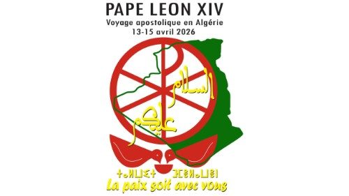 Logotip in geslo apostolskega potovanja papeža Leona XIV. v Alžirijo (13.-15. april 2026)