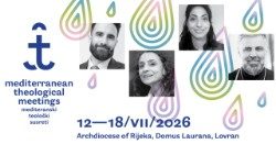 Il cartellone degli Incontri Teologici del Mediterraneo 2026, con i quattro docenti protagonisti. Da sinistra: Stipe Odak, Viola Raheb, Sihem Djebbi e Grigorije Durić